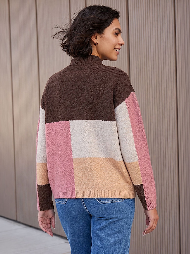 Roman Brown Colour Block Jumper - Image 2 of 4