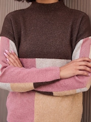 Roman Brown Colour Block Jumper - Image 4 of 4