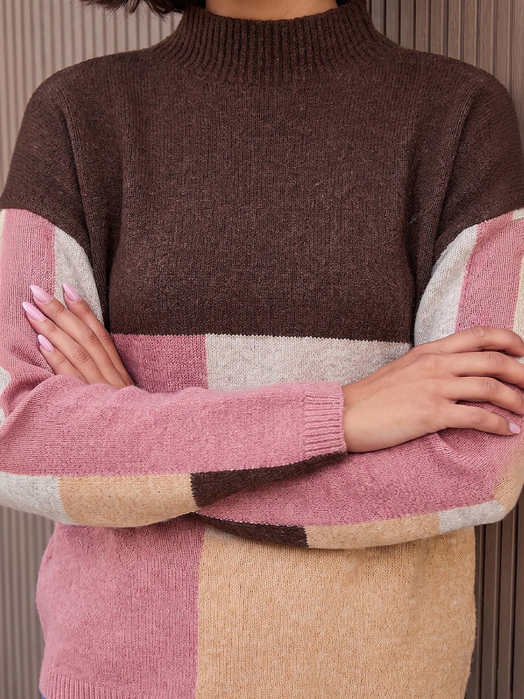 Roman Brown Colour Block Jumper - Image 4 of 4