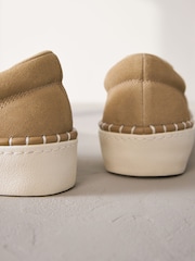 Camel Brown Signature Leather Rand Stitch Detail Slip-On Trainers - Image 5 of 6