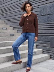 Roman Brown Chunky Cable Cardigan - Image 3 of 4