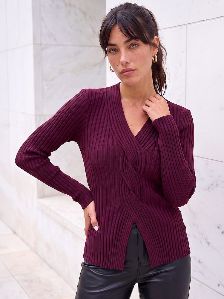Roman Red Cable Rib Knit Jumper - Image 1 of 4 Roman Red Cable Rib Knit Jumper - Image 1 of 4