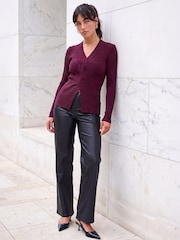 Roman Red Cable Rib Knit Jumper - Image 2 of 4