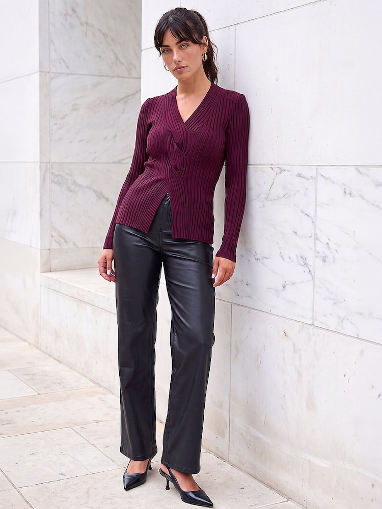 Roman Red Cable Rib Knit Jumper - Image 2 of 4 Roman Red Cable Rib Knit Jumper - Image 2 of 4