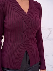 Roman Red Cable Rib Knit Jumper - Image 4 of 4