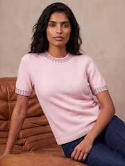 Roman Pink Embellished Trim Top - Image 1 of 4