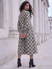 Roman White/Black Check Midi Shirt Dress - Image 3 of 4