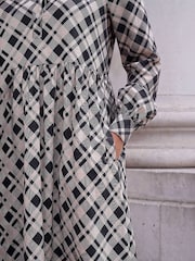 Roman White/Black Check Midi Shirt Dress - Image 4 of 4