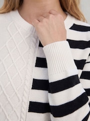 Roman White Cable Stripe Knit Jumper - Image 4 of 4