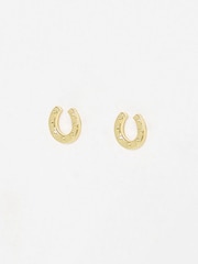 Oliver Bonas Gold Tone Dixon Hammered Horseshoe Gold Plated Stud Earrings - Image 1 of 4
