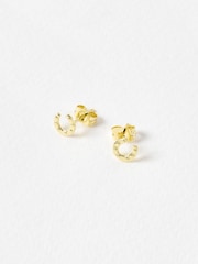 Oliver Bonas Gold Tone Dixon Hammered Horseshoe Gold Plated Stud Earrings - Image 2 of 4