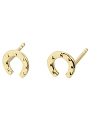 Oliver Bonas Gold Tone Dixon Hammered Horseshoe Gold Plated Stud Earrings - Image 3 of 4