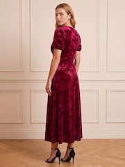 Roman Red Embossed Velvet Dress - Image 3 of 4