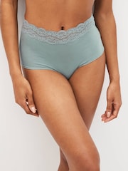 Navy/Cream Floral Print Full Brief Cotton and Lace Knickers 4 Pack - Image 1 of 8