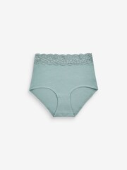 Navy/Cream Floral Print Full Brief Cotton and Lace Knickers 4 Pack - Image 5 of 8