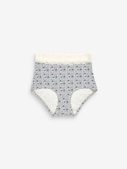 Navy/Cream Floral Print Full Brief Cotton and Lace Knickers 4 Pack - Image 7 of 8
