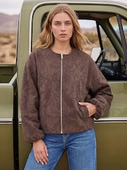 Roman Brown Embroidered Bomber Jacket - Image 1 of 4
