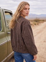 Roman Brown Embroidered Bomber Jacket - Image 2 of 4