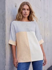 Roman Grey Colour Block Jumper - Image 1 of 4