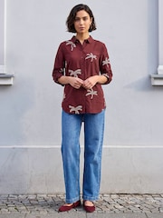 Roman Red Embroidered Palm Print Shirt - Image 2 of 4
