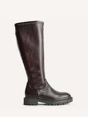 Linzi Brown Briody Wide Fit PU Stretch High Leg Boots - Image 2 of 5