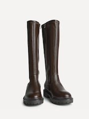 Linzi Brown Briody Wide Fit PU Stretch High Leg Boots - Image 3 of 5