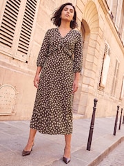 Roman Brown Frill Detail Spot Dress - Image 3 of 4