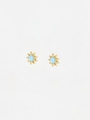 Oliver Bonas Blue Cyra Sun Gold Plated Opalite Stud Earrings - Image 1 of 3