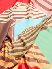 Oliver Bonas Brown Parasol Striped Lightweight Scarf - Image 4 of 5