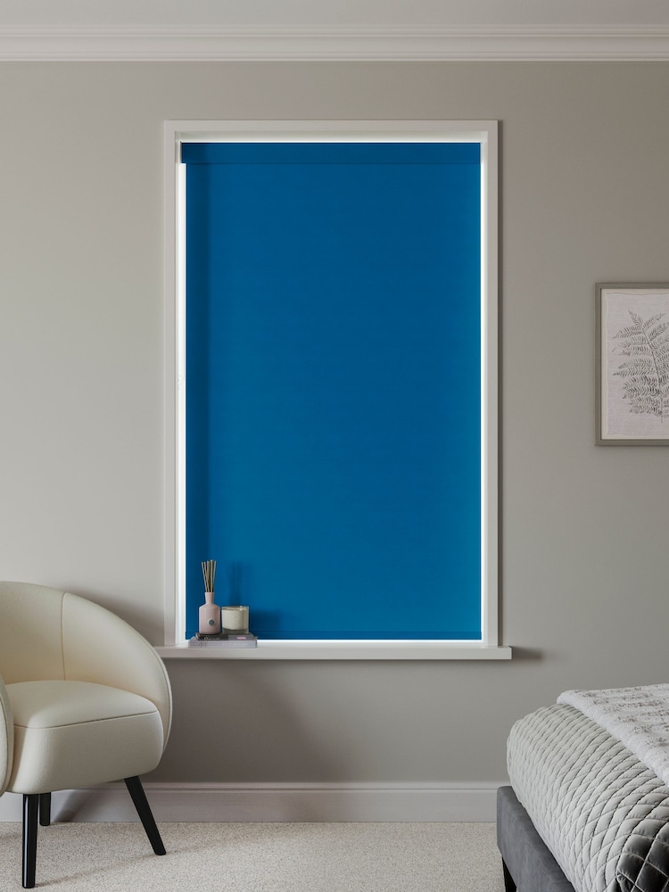 Marine Blue Glow Made to Measure Blackout Roller Blind - Image 2 of 6