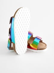 Multicolour Rainbow Leather Standard Fit (F) Two Strap Corkbed Sandals - Image 4 of 7