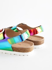Multicolour Rainbow Leather Standard Fit (F) Two Strap Corkbed Sandals - Image 5 of 7