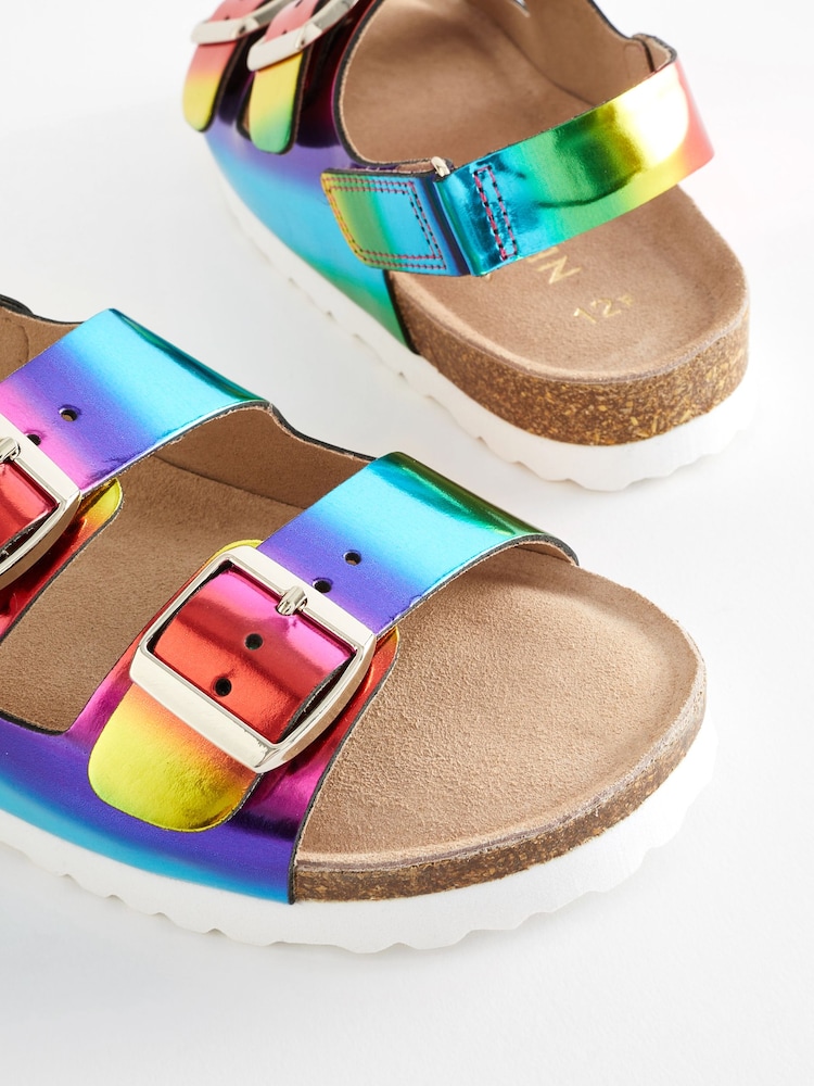 Multicolour Rainbow Leather Standard Fit (F) Two Strap Corkbed Sandals - Image 7 of 7 Multicolour Rainbow Leather Standard Fit (F) Two Strap Corkbed Sandals - Image 7 of 7
