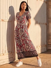 Roman Orange Floral Border Print Dress - Image 2 of 4