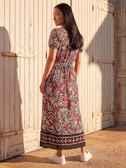 Roman Orange Floral Border Print Dress - Image 3 of 4