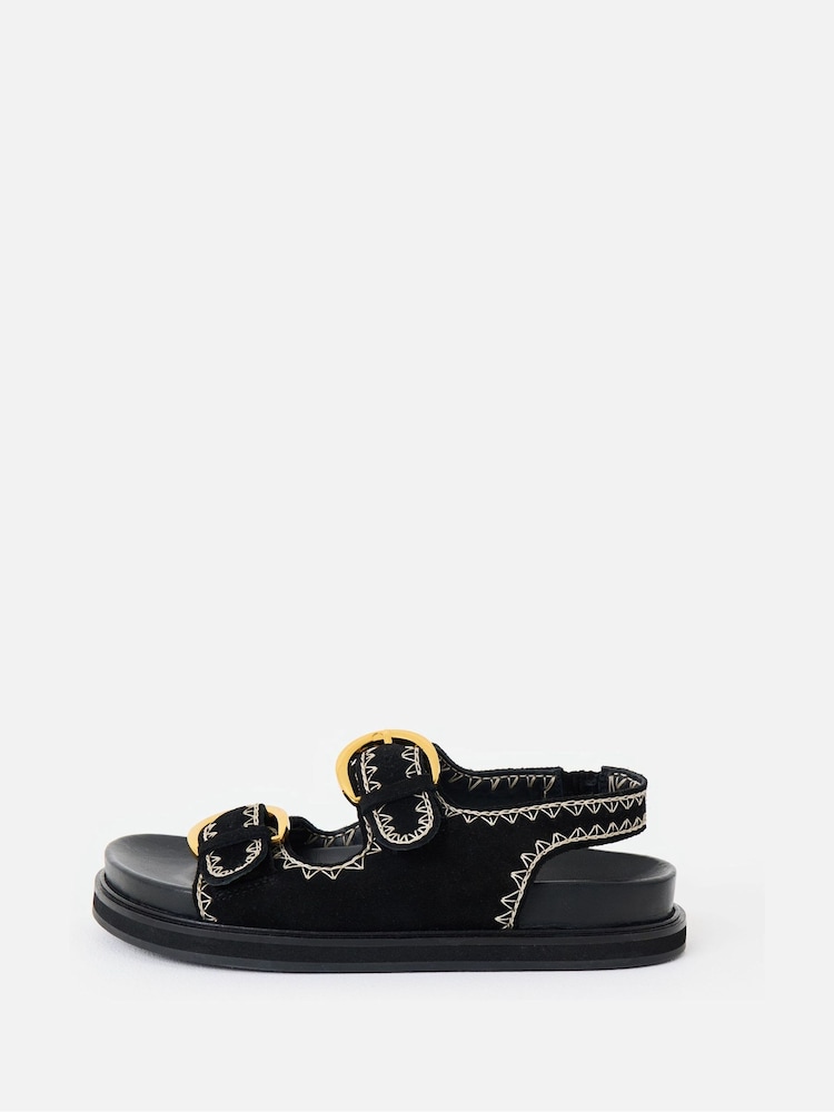 Oliver Bonas Suede Stitch Detail Double Buckle Sandals - Εικόνα 1 από 7 Oliver Bonas Suede Stitch Detail Double Buckle Sandals - Εικόνα 1 από 7