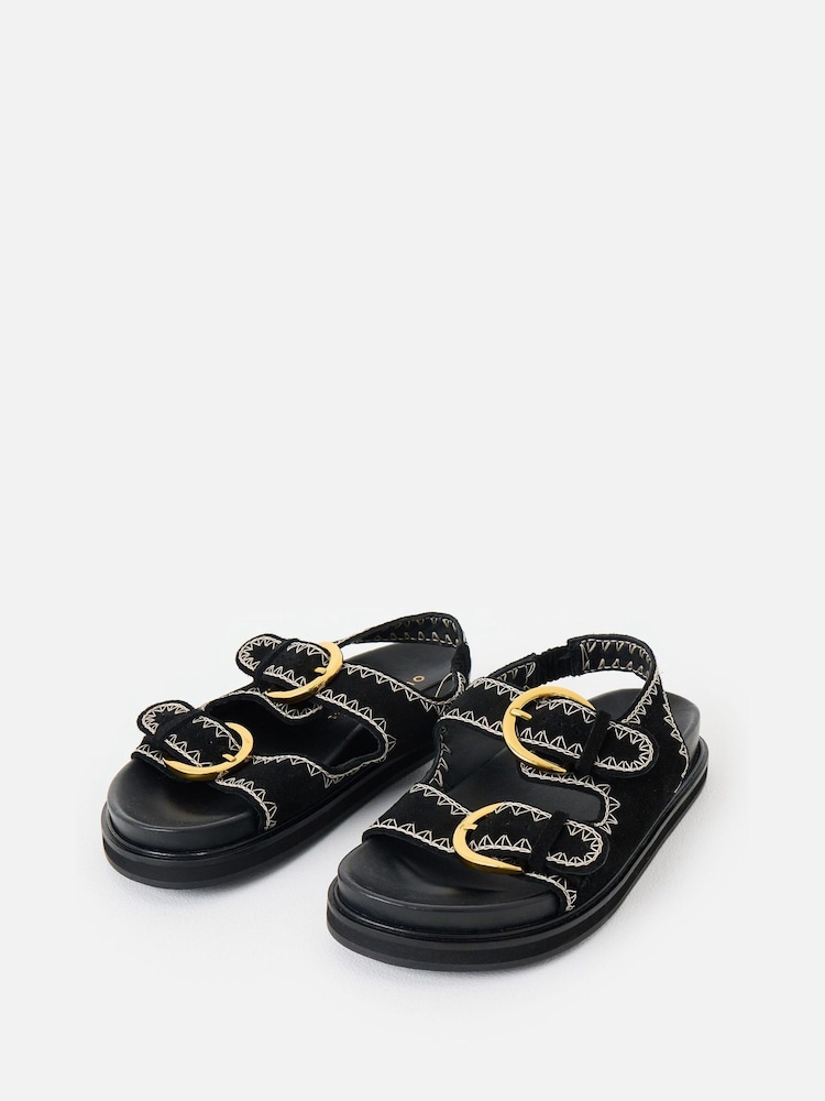 Oliver Bonas Suede Stitch Detail Double Buckle Sandals - Εικόνα 2 από 7 Oliver Bonas Suede Stitch Detail Double Buckle Sandals - Εικόνα 2 από 7