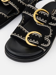 Oliver Bonas Suede Stitch Detail Double Buckle Sandals - Εικόνα 4 από 7
