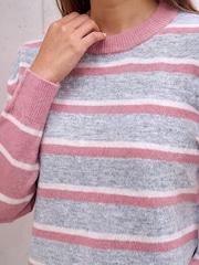 Roman Pink Contrast Stripe Knit Jumper - Image 4 of 4