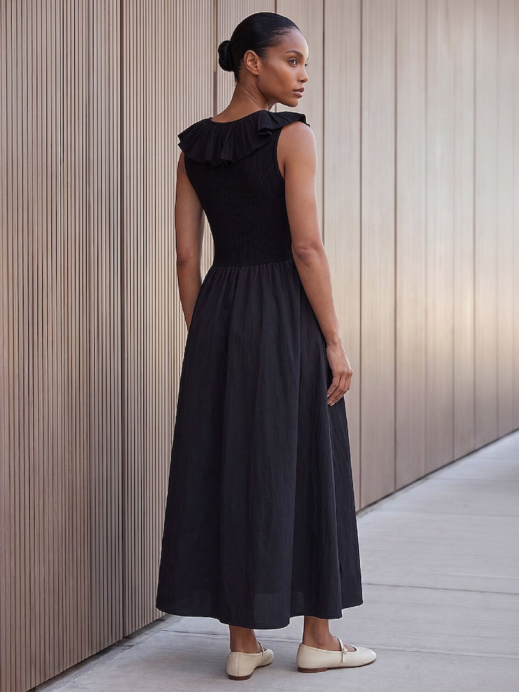 Roman Black Frill Detail Midi Dress - Image 2 of 4