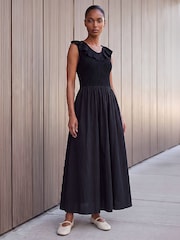 Roman Black Frill Detail Midi Dress - Image 3 of 4