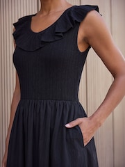 Roman Black Frill Detail Midi Dress - Image 4 of 4