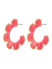 Oliver Bonas Pink Enya Woven Curved Edge Hoop Earrings - Image 2 of 3