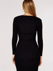 Apricot Black Circle Buckle Knit Wrap Dress - Image 2 of 4