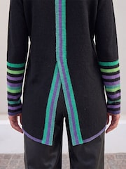 Roman Black Contrast Stripe Detail Knit Jumper - Image 4 of 4