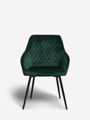 Set of 2 Opulent Velvet Bottle Green Hamilton Arm Dining Chairs - Image 3 of 8