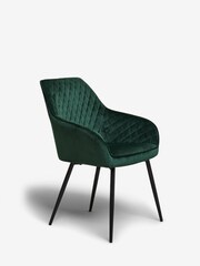Set of 2 Opulent Velvet Bottle Green Hamilton Arm Dining Chairs - Image 4 of 8