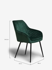 Set of 2 Opulent Velvet Bottle Green Hamilton Arm Dining Chairs - Image 5 of 8