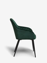 Set of 2 Opulent Velvet Bottle Green Hamilton Arm Dining Chairs - Image 6 of 8