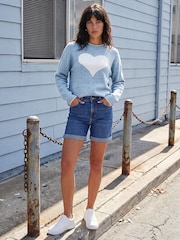 Roman Blue Contrast Stitch Heart Jumper - Image 2 of 4